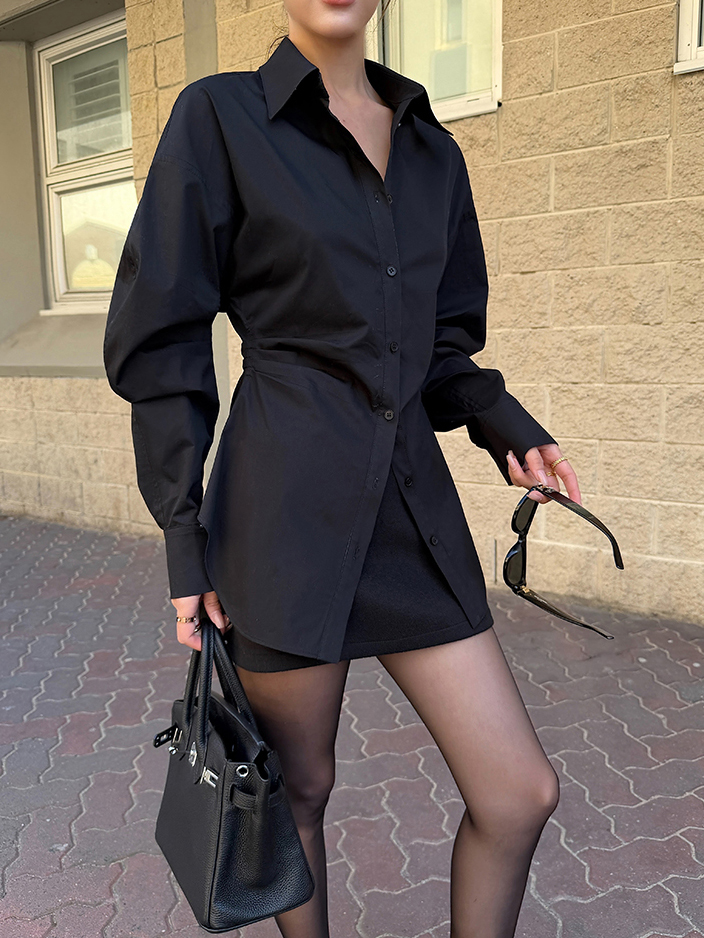 17.中長版縮腰襯衫