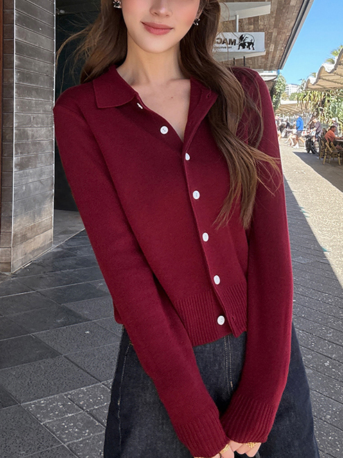 16.小領片排釦針織上衣