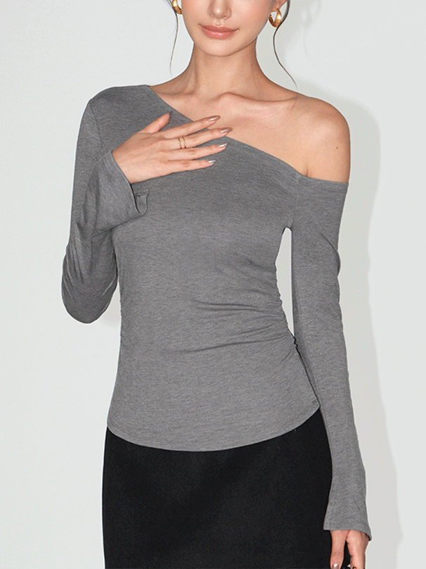 28.斜領片小性感針織上衣