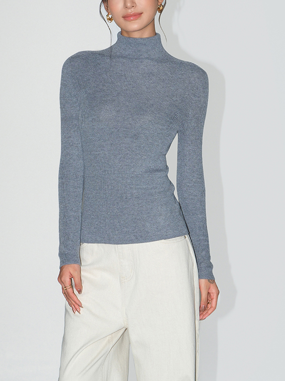 32.3/45支 20%羊毛混紡高領毛衣