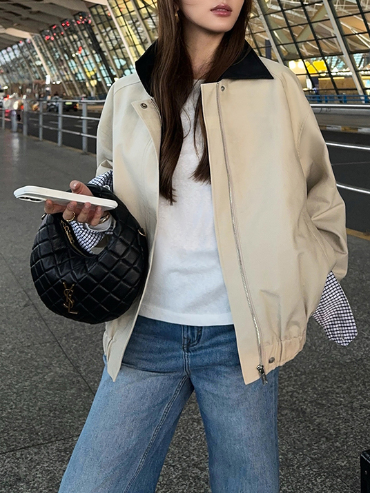 3.撞色領片時髦夾克外套